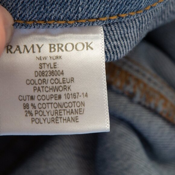 Ramy Brook Bellami Skirt Patchwork Denim Pencil Midi Pockets Blue Size 31 - Picture 6 of 7